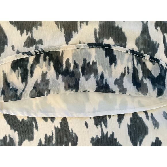 Bishop + Young Animal Print Blouse Tie Neck Long Sleeve Work Ivory Black Size S - Picture 10 of 13